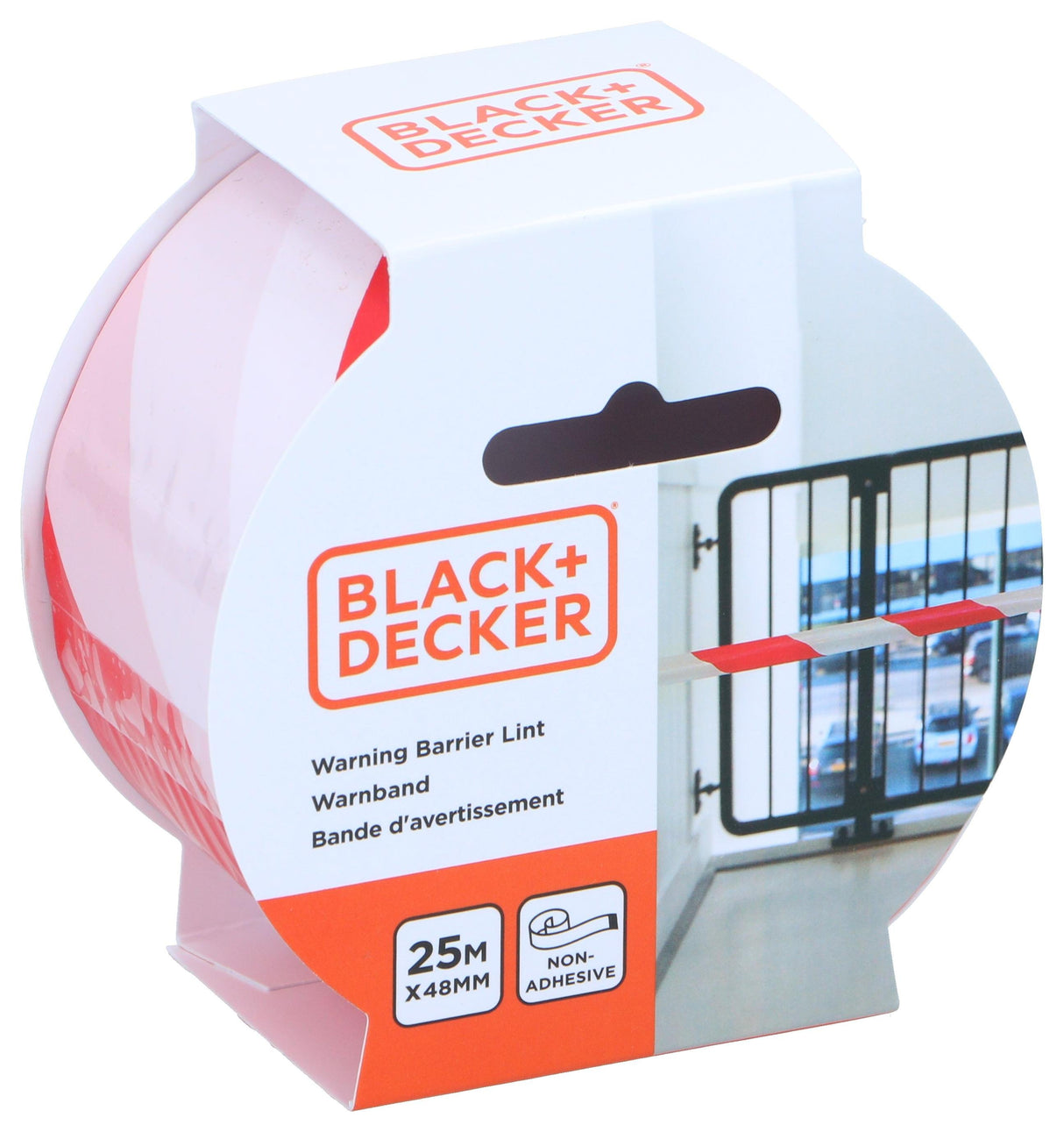 Fita Delimitadora Black and Decker 25m x 48mm – Vermelha e Branca