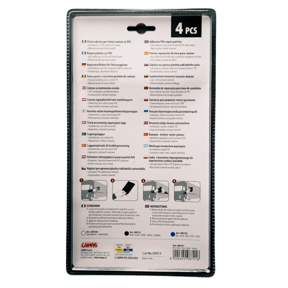 Tarpaulin Repair Patch Set – 4 pcs, 15x21 cm