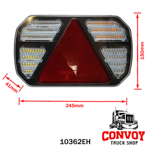 LED Rear Light, 6-Function, Triangle Reflector, 12V-24V