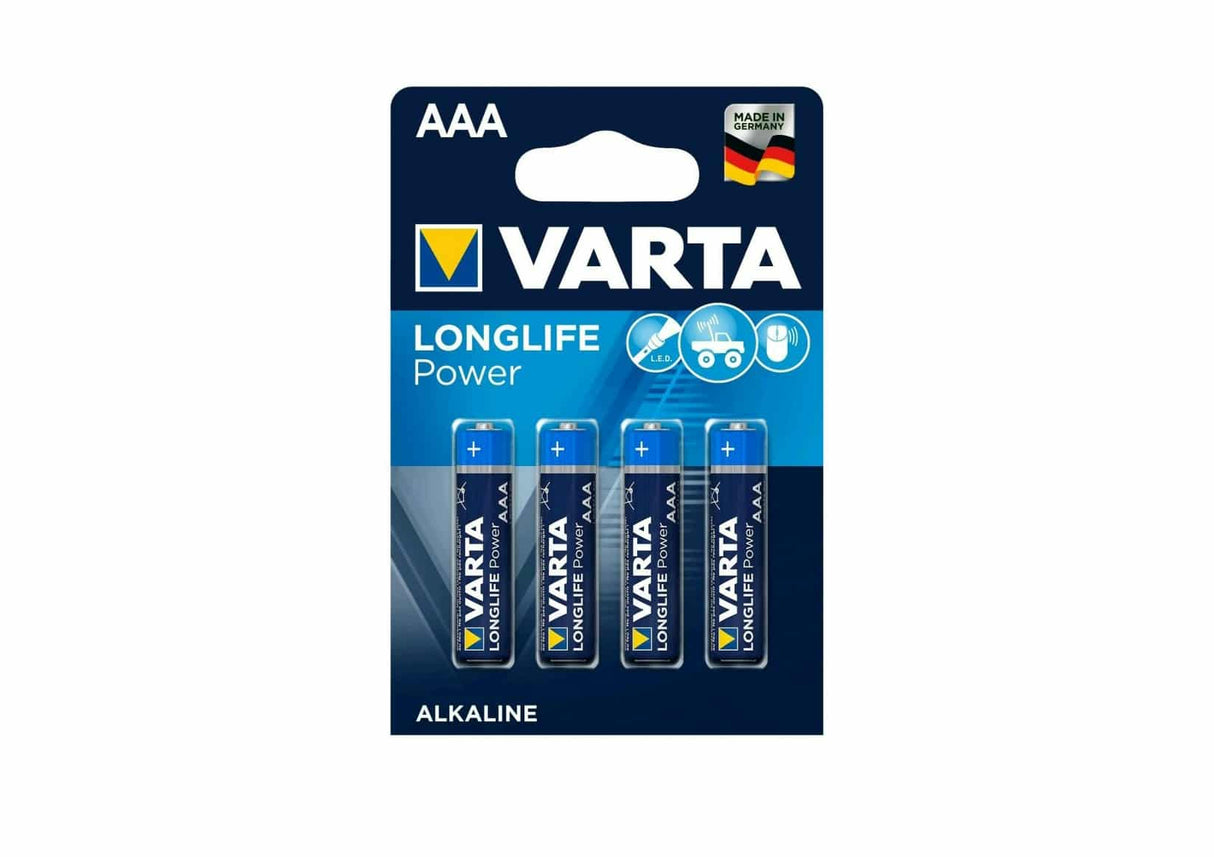 VARTA Longlife Power AAA Alkaline Batteries 1.5V (Pack of 4)