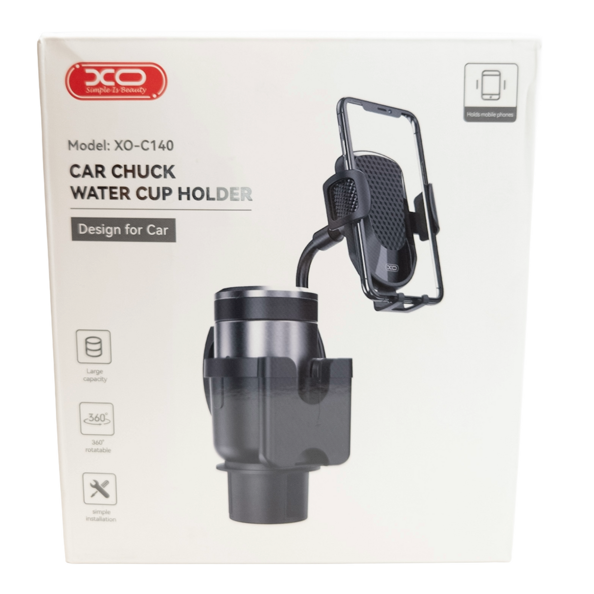 XO C140 Car Phone Holder with Cup Holder Mount – Black