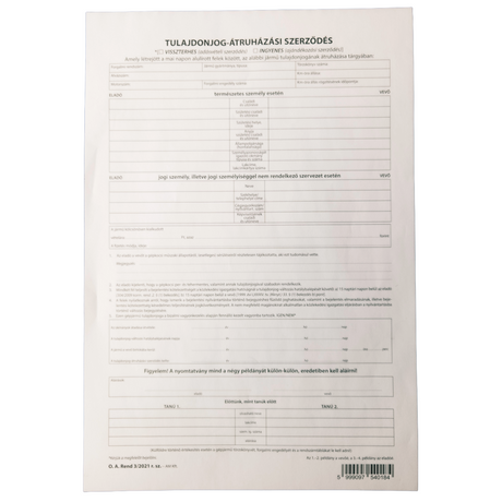 Vehicle Sale and Purchase Agreement Form – 4 Copies