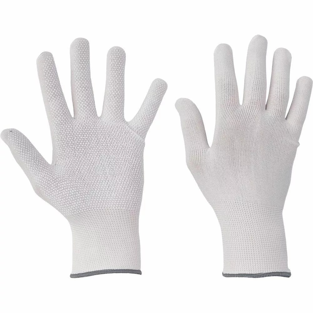 BUSTARD EVO LIGHT Work Glove, White with PVC Dots on Palm - Size 12
