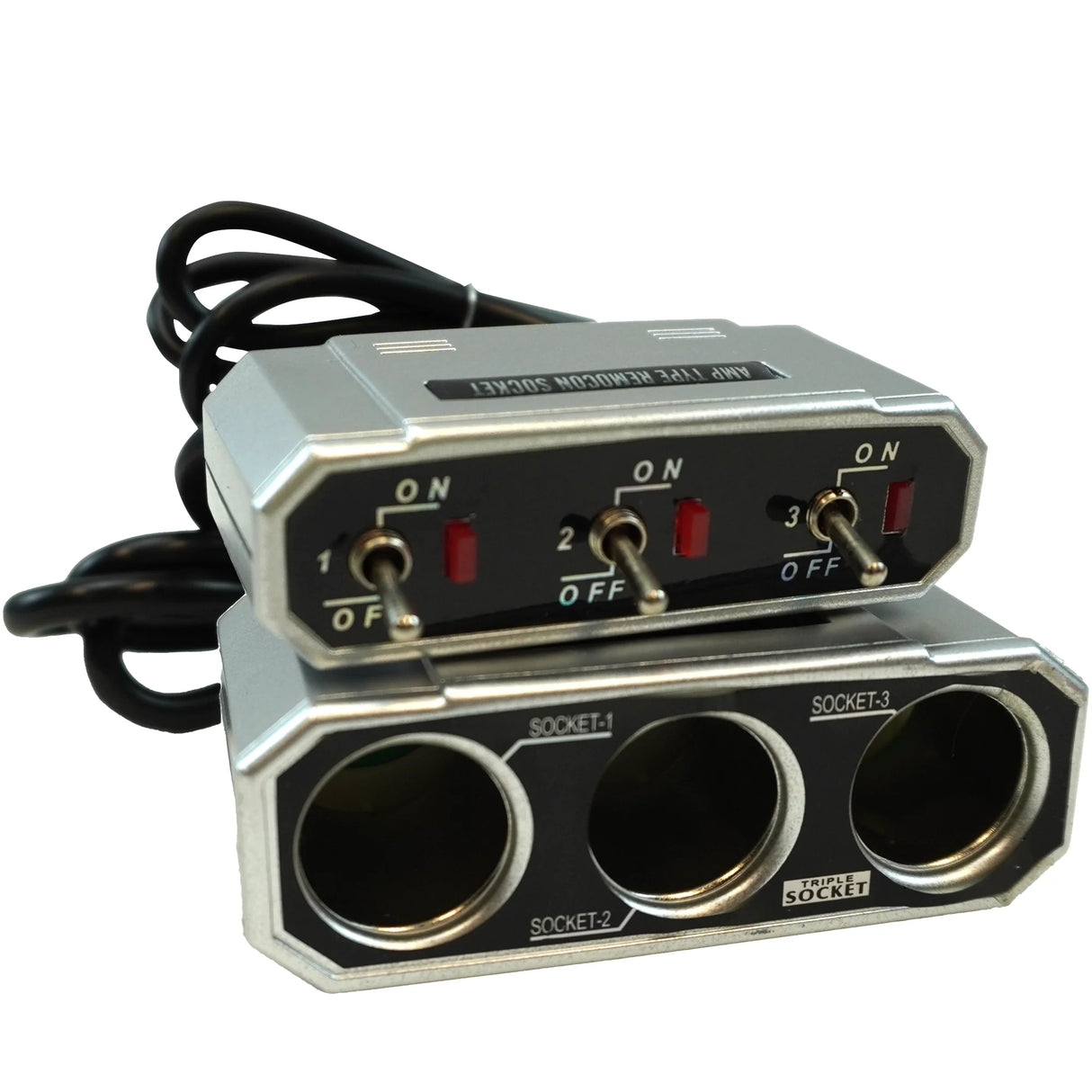All Ride 3-Socket Cigarette Lighter Splitter with Individual Switches