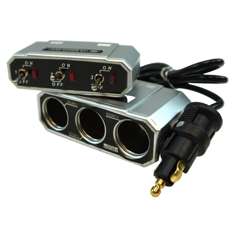 All Ride 3-Socket Cigarette Lighter Splitter with Individual Switches