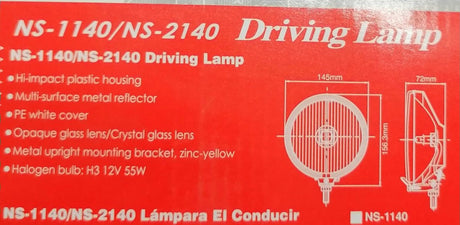 Farol de longo alcance redondo branco com lâmpada 12V H3 – 150mm