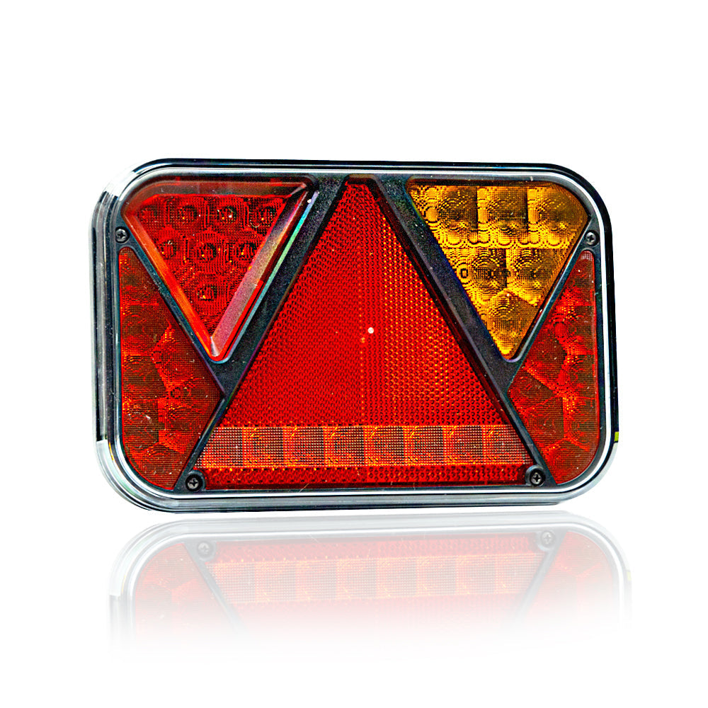 LED Rear Light with 5 Functions and Triangle Reflector, 12V